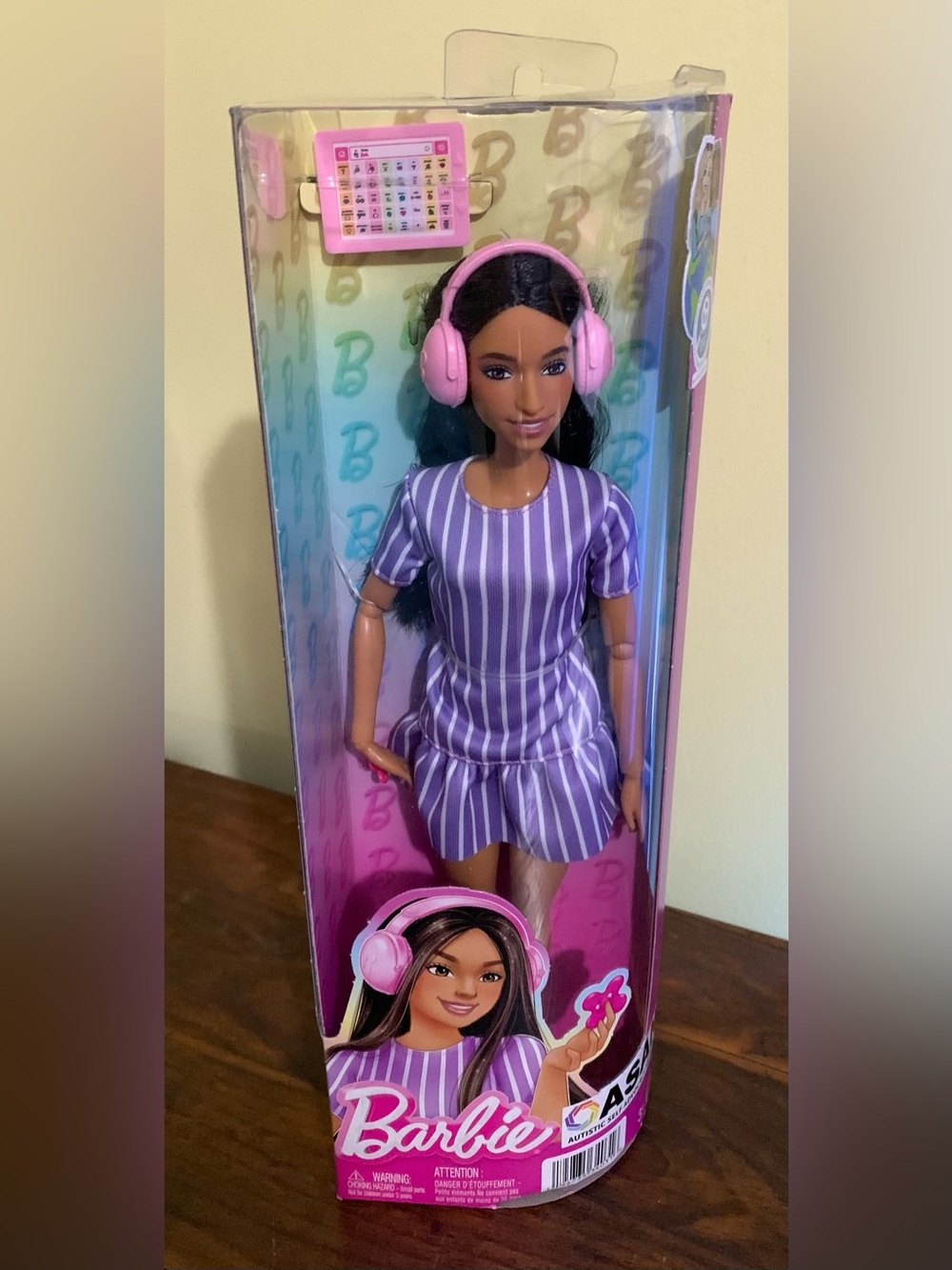 Autistic Barbie Fashionista Doll #245 in Purple Striped Dress FidgetSpinner